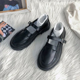 Lolita Mary Jane Shoes Women Cute Kawaii Chunky Platform Flats Fashion Designer Buckle Strap Leather women's Loafers