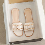 Women's Summer 2024 New PU Leather Fashion Simple Solid Color Sandals Daily Casual Open Toe Women Slippers Zapatos