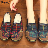 Women Flats Shoes Autumn Retro Female Sneakers Old Beijing Cloth Shoes Mujer Slip-On Breathable Lazy Mom Shoes Zapatillas
