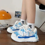 Grey Sports Shoes Casual Platform Sneakers Women Kawaii Lolita Vulcanize Korean Fashion Designer Flats Footwear