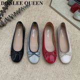 Brand Flats Ballet Women Shoes Classic Round Toe Flat Ballerina Female Bow Casual Slip On Loafer Soft Moccasin Fashion