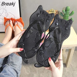 women designer Summer beach Women Cat Shape Girls Lovely Non-slip Thick Heel Sandals Cute Outdoor Slippers