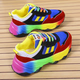 Rainbow Sport Shoes Womens Trainers Shoes Platform Breathable Sneakers Women Jogging Shoes Chaussure Femme