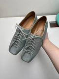Breakj Design Sense Of Small Single Shoes Spring And Summer New Simple Versatile Fold Line Square Head Flat Strap Single