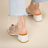 Summer Transparent Thick Middle Heel Sandals for Women Outer Wear Fashion Flip Flops Slip on Sandalias Mujer Casual