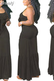 Plus Size Women Sets 4XL 5XL Fashion Bandage Crop Tops And Wide Leg Pants Ruffles Two Piece Suit Casual Outfits
