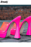 Woman Mules Shoes Sandals 2023 Summer Female Pump Slip-On Dropship Super High Heel Sexy Elegant Woman Mules