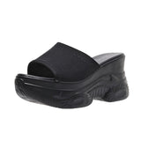 Slippers Soft Luxury Slides Platform Slipers Women Heeled Mules On A Wedge Comfort Designer Summer 2023 High Flat