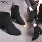 Fahion Modern Boots Women Winter Shoes Brand Ladies High Heels Boots Women Ankle Botas Square Heel 8cm Plus Size 42