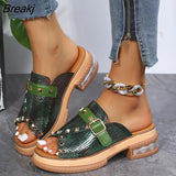 Women Sandals 2022 Ladies Summer Slippers Women High Heels Sandals Fashion Riveting Summer Shoes Women Zapatos De Mujer