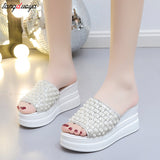white pink slippers Flip Flops Women shoes Slippers Platform Summer Shoes Open Toe Wedges Sandals Ladies Shoes women