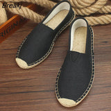 Summer Linen Men Canvas Shoes Breathable Old Beijing Cloth Shoes Slip-On Hemp Shoes Graffiti Espadrilles Women Footwear