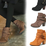 Ankle Boots Women Thick High Heels Winter Shoes Woman Booties Botines Feminina Plus Size Botas Mujer