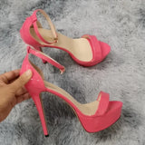 Women Sandals Sexy Crystal Flash Open Toes 14cm Supper High Heels Patent Leather Nighclub Platform Party Red Wedding