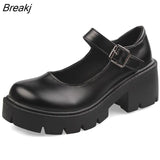 Jane Ladies Autumn Japanese Style Lolita Shoes Vintage Soft High Heel Platform Leather College Student White Black