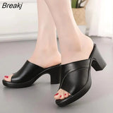 Slippers Women's Summer Wear Sandals New Fashion Wild Slope with Non-slip Elegant Medium Thick Heels Platform Ladies