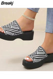 Heeled Women's Slippers 2023 European Style Comfy Walking Beach Sandal Summer Outside Simply Lady Slippers Plus Size