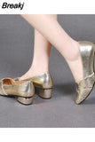 Fashion Women Leather 3cm High Heels Lady Pointe Toe Gold Heels Sandals Female Wedding Bridal Shoes Women's High Heel