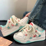 Sneakers Heart Fashion Women Casuals Basketball Style Sneakers 2023 New Couple Trend Lace-up White Blue Shoes