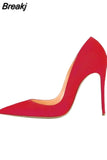 Women Pumps for Wedding Shoes Pointed Toe Sexy High Heels Shoes 12 cm 10 cm Stilettos Red Black plus size 33-45 RM001