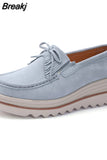Women Flats Shoes Platform Sneakers Slip On Flats Leather Suede Ladies Loafers Moccasins Casual Shoes Women