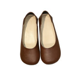 Grandma Shoes Women's Summer 2024 New Flat-Soled Shallow Single Shoes Retro Mango Head Bean Shoes Low-Heeled Leather