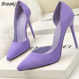 New Woman Pumps Suede High Heels Female Pointed Toe Office Shoes Stiletto Women Shoes Party Women Heels 10 cm Female