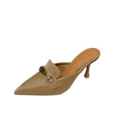 High Heel Sandals Women Summer New Fashion Baotou Half Slippers Women's Outwear Pointed Slippers