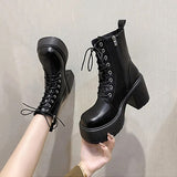Autumn New Boots Women's Thick-heeled Thick-soled Inner Heightened Chelsea Short Boots Platform Shoes Combat Boots