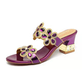 The Summer Of 2024, The New Water Diamond Sandals And Slippers Are Worn Outside The Ladies' Middle Heels, Fashionable High Heels, Thick Heels And Crystal