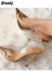 PVC 12cm high heel pointed toe high-heeled shoes women's shoes party wedding 10cm 8cm QP187