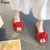 New Summer Fashion Elegant Women Slippers Flip Flops Bow Outdoor Sports Beach Comfortable Solid Color Sandals Women