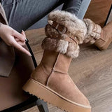 Women Boots Winter Keep Warm Quality Mid-Calf Snow Boots Ladies Lace-up Comfort Slip-resistant Shoes Booties Chaussures