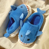Kids Parents Shark Winter Cartoon Shark Home Slippers Couples Fashion Indoor Thick Bottom Plush Funny Cotton