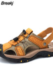 Men Summer Sandals Leather Outdoor Beach Shoes Pure Handmade Shoes Fashion Big Size Slippers Men Luxury Casual