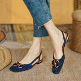 New Summer Fashion Women's Sandals Square Toe Flat Shoes Personality Metal Decoration Women Casual Shoes Everyday