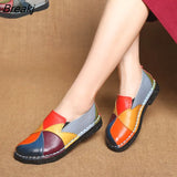 Women Genuine Leather Loafers Mixed Colors Ladies Ballet Flats Shoes Female Spring Moccasins Casual Ballerina