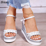 Women Summer Wedge Heel Sandals Platform Sandals Strap Open Toe Chunky Bottom Casual Shoes 2022 gold silver pink sandals