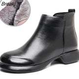 2023 Autumn Winter Women Boots Genuine Leather Flat Heel Side Zipper Soft Soled Retro Style Casual Mother Short