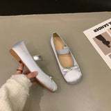 Square Toe Ballet Flats Woman Spring Summer Retro Satin Loafers Ladies Brand Design Teddy Flat Mary Jane Shoes in
