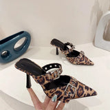 Breakj New Pointed Belt Buckle Single Heel Women's Head Silver Back High Heel Sandals