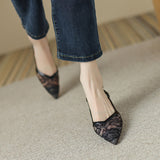 Lace Pointed Toe Stiletto Shoes for Women 2023 Summer New Fashion Back Empty Toe Sandals for Women Zapatos De