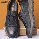 Men's PU Leather Casual Shoes Autumn Winter Lace-up Platform Sneakers Male Travel Shoes Hiking Shoes British Style Mens