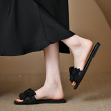 Breakj Summer New Leisure Flat Head Slippers Women Fashion Toe Red Half Slippers Beach