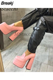Brand Woman Shoe Chunky Heels Women Pumps Elegant Platform Shoes Office Lady Thick Bottom Ladies Shoes Wedding Party