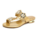 Women's Diamond Slippers Wear The New Summer Fashion Flat-Bottomed Flip-Flops Comfortable Sandals Anti-Skid