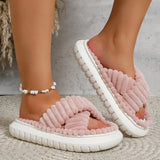 Size Shoes for Ladies Winter Peep Toe Women's Slippers Platform Flat with Warm Slippers Women Light Hot Sale Cotton
