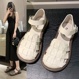 Breakj British Wind Thick Bottom Weaving Hollowed Out Beach Roman Sandals Tide Summer Baotou Women Hot