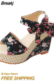 Lace Leisure Women Wedges Heeled Women Shoes 2023 Summer Sandals Party Platform High Heels Shoes