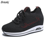 Heels Fashion Sneakers for Women Breathable Spring Platform Lace Up Fashion Causal Vulcanized Footwear Chunky Luxury